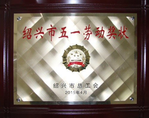 公司榮獲“紹興市五一勞動獎狀”